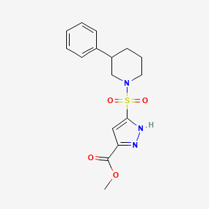 molecular formula C16H19N3O4S B7093309 methyl 5-(3-phenylpiperidin-1-yl)sulfonyl-1H-pyrazole-3-carboxylate 