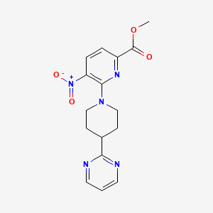 molecular formula C16H17N5O4 B7093438 Methyl 5-nitro-6-(4-pyrimidin-2-ylpiperidin-1-yl)pyridine-2-carboxylate 