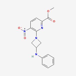 molecular formula C16H16N4O4 B7093549 Methyl 6-(3-anilinoazetidin-1-yl)-5-nitropyridine-2-carboxylate 