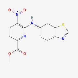 molecular formula C14H14N4O4S B7093596 methyl 5-nitro-6-[[(6S)-4,5,6,7-tetrahydro-1,3-benzothiazol-6-yl]amino]pyridine-2-carboxylate 