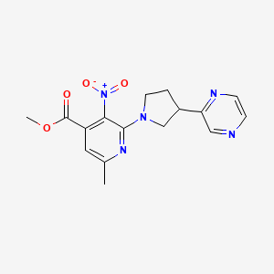 molecular formula C16H17N5O4 B7093674 Methyl 6-methyl-3-nitro-2-(3-pyrazin-2-ylpyrrolidin-1-yl)pyridine-4-carboxylate 