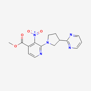 molecular formula C15H15N5O4 B7093695 Methyl 3-nitro-2-(3-pyrimidin-2-ylpyrrolidin-1-yl)pyridine-4-carboxylate 