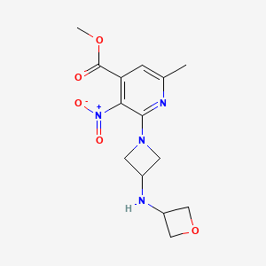 molecular formula C14H18N4O5 B7093779 Methyl 6-methyl-3-nitro-2-[3-(oxetan-3-ylamino)azetidin-1-yl]pyridine-4-carboxylate 