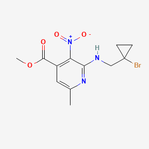 molecular formula C12H14BrN3O4 B7093856 Methyl 2-[(1-bromocyclopropyl)methylamino]-6-methyl-3-nitropyridine-4-carboxylate 