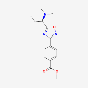 molecular formula C15H19N3O3 B7094208 methyl 4-[5-[(1R)-1-(dimethylamino)propyl]-1,2,4-oxadiazol-3-yl]benzoate 