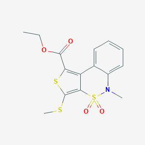 molecular formula C15H15NO4S3 B070949 5-甲基-3-甲基硫代-4,4-二氧噻吩并[3,4-c][2,1]苯并噻嗪-1-羧酸乙酯 CAS No. 175276-42-3