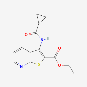 molecular formula C14H14N2O3S B7094945 Ethyl 3-(cyclopropanecarbonylamino)thieno[2,3-b]pyridine-2-carboxylate 