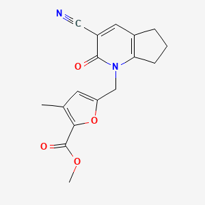 molecular formula C17H16N2O4 B7095085 methyl 5-[(3-cyano-2-oxo-6,7-dihydro-5H-cyclopenta[b]pyridin-1-yl)methyl]-3-methylfuran-2-carboxylate 