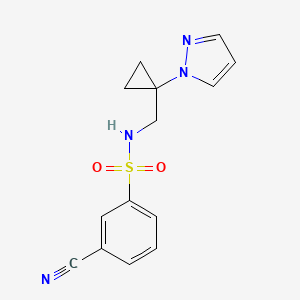 3-cyano-N-[(1-pyrazol-1-ylcyclopropyl)methyl]benzenesulfonamide