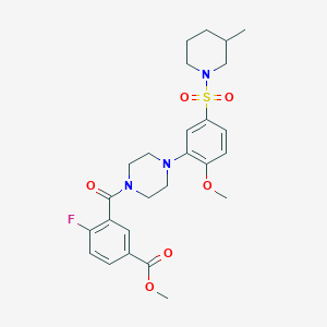 Methyl 4-fluoro-3-[4-[2-methoxy-5-(3-methylpiperidin-1-yl)sulfonylphenyl]piperazine-1-carbonyl]benzoate