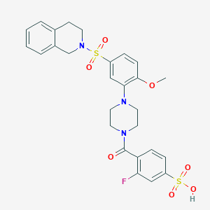 4-[4-[5-(3,4-dihydro-1H-isoquinolin-2-ylsulfonyl)-2-methoxyphenyl]piperazine-1-carbonyl]-3-fluorobenzenesulfonic acid