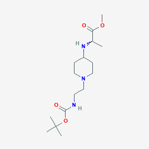 molecular formula C16H31N3O4 B7095690 methyl (2S)-2-[[1-[2-[(2-methylpropan-2-yl)oxycarbonylamino]ethyl]piperidin-4-yl]amino]propanoate 