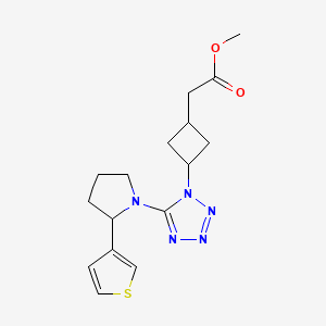 molecular formula C16H21N5O2S B7096174 Methyl 2-[3-[5-(2-thiophen-3-ylpyrrolidin-1-yl)tetrazol-1-yl]cyclobutyl]acetate 