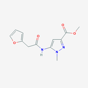 molecular formula C12H13N3O4 B7096716 Methyl 5-[[2-(furan-2-yl)acetyl]amino]-1-methylpyrazole-3-carboxylate 