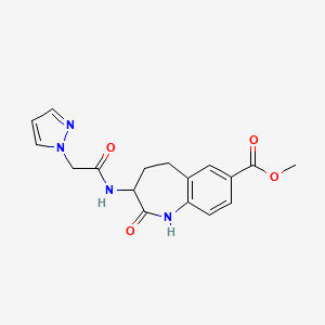 molecular formula C17H18N4O4 B7096876 Methyl 2-oxo-3-[(2-pyrazol-1-ylacetyl)amino]-1,3,4,5-tetrahydro-1-benzazepine-7-carboxylate 