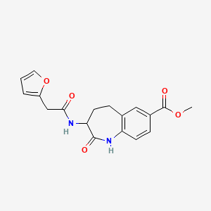 molecular formula C18H18N2O5 B7096882 Methyl 3-[[2-(furan-2-yl)acetyl]amino]-2-oxo-1,3,4,5-tetrahydro-1-benzazepine-7-carboxylate 