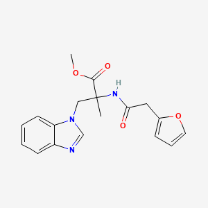 molecular formula C18H19N3O4 B7096901 Methyl 3-(benzimidazol-1-yl)-2-[[2-(furan-2-yl)acetyl]amino]-2-methylpropanoate 