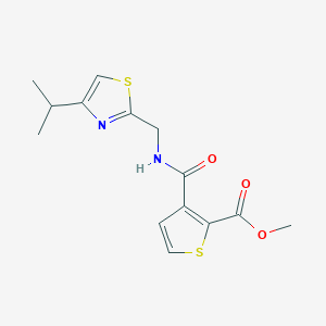 molecular formula C14H16N2O3S2 B7097189 Methyl 3-[(4-propan-2-yl-1,3-thiazol-2-yl)methylcarbamoyl]thiophene-2-carboxylate 