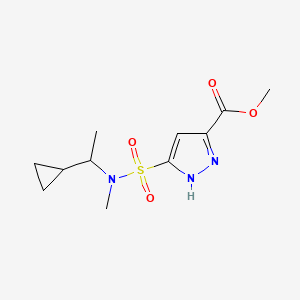 molecular formula C11H17N3O4S B7097847 methyl 5-[1-cyclopropylethyl(methyl)sulfamoyl]-1H-pyrazole-3-carboxylate 