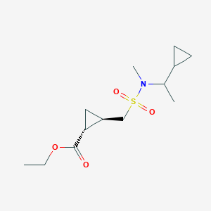 molecular formula C13H23NO4S B7097875 ethyl (1R,2R)-2-[[1-cyclopropylethyl(methyl)sulfamoyl]methyl]cyclopropane-1-carboxylate 