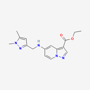 molecular formula C16H19N5O2 B7097908 Ethyl 5-[(1,5-dimethylpyrazol-3-yl)methylamino]pyrazolo[1,5-a]pyridine-3-carboxylate 