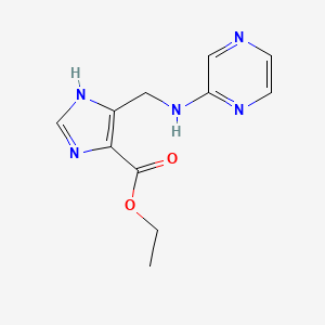 molecular formula C11H13N5O2 B7098331 ethyl 5-[(pyrazin-2-ylamino)methyl]-1H-imidazole-4-carboxylate 