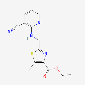 molecular formula C14H14N4O2S B7098363 Ethyl 2-[[(3-cyanopyridin-2-yl)amino]methyl]-5-methyl-1,3-thiazole-4-carboxylate 