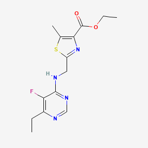 molecular formula C14H17FN4O2S B7098374 Ethyl 2-[[(6-ethyl-5-fluoropyrimidin-4-yl)amino]methyl]-5-methyl-1,3-thiazole-4-carboxylate 