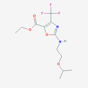 molecular formula C12H17F3N2O4 B7098449 Ethyl 2-(2-propan-2-yloxyethylamino)-4-(trifluoromethyl)-1,3-oxazole-5-carboxylate 