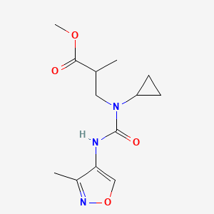 molecular formula C13H19N3O4 B7098710 Methyl 3-[cyclopropyl-[(3-methyl-1,2-oxazol-4-yl)carbamoyl]amino]-2-methylpropanoate 