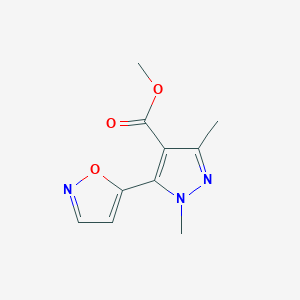 molecular formula C10H11N3O3 B070988 Methyl 1,3-dimethyl-5-(1,2-oxazol-5-yl)-1H-pyrazole-4-carboxylate CAS No. 175277-14-2