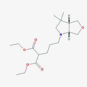 molecular formula C18H31NO5 B7098962 diethyl 2-[3-[(3aS,6aR)-3,3-dimethyl-3a,4,6,6a-tetrahydro-2H-furo[3,4-b]pyrrol-1-yl]propyl]propanedioate 