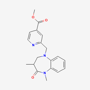 molecular formula C19H21N3O3 B7099031 Methyl 2-[(1,3-dimethyl-2-oxo-3,4-dihydro-1,5-benzodiazepin-5-yl)methyl]pyridine-4-carboxylate 