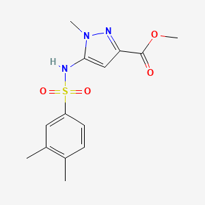 molecular formula C14H17N3O4S B7099081 Methyl 5-[(3,4-dimethylphenyl)sulfonylamino]-1-methylpyrazole-3-carboxylate 