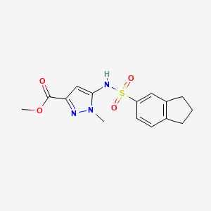 molecular formula C15H17N3O4S B7099137 methyl 5-(2,3-dihydro-1H-inden-5-ylsulfonylamino)-1-methylpyrazole-3-carboxylate 