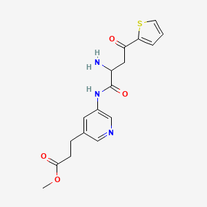 molecular formula C17H19N3O4S B7099464 Methyl 3-[5-[(2-amino-4-oxo-4-thiophen-2-ylbutanoyl)amino]pyridin-3-yl]propanoate 