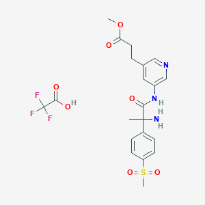 molecular formula C21H24F3N3O7S B7099487 Methyl 3-[5-[[2-amino-2-(4-methylsulfonylphenyl)propanoyl]amino]pyridin-3-yl]propanoate;2,2,2-trifluoroacetic acid 