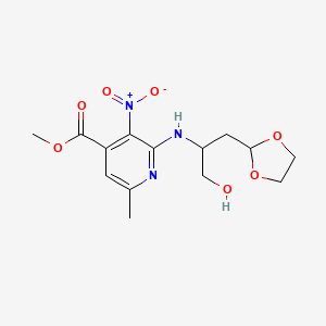 molecular formula C14H19N3O7 B7100473 Methyl 2-[[1-(1,3-dioxolan-2-yl)-3-hydroxypropan-2-yl]amino]-6-methyl-3-nitropyridine-4-carboxylate 