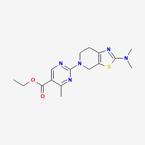 molecular formula C16H21N5O2S B7100502 ethyl 2-[2-(dimethylamino)-6,7-dihydro-4H-[1,3]thiazolo[5,4-c]pyridin-5-yl]-4-methylpyrimidine-5-carboxylate 