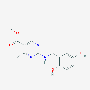 molecular formula C15H17N3O4 B7100509 Ethyl 2-[(2,5-dihydroxyphenyl)methylamino]-4-methylpyrimidine-5-carboxylate 