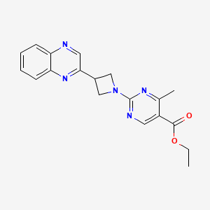 molecular formula C19H19N5O2 B7100520 Ethyl 4-methyl-2-(3-quinoxalin-2-ylazetidin-1-yl)pyrimidine-5-carboxylate 