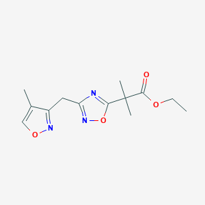 molecular formula C13H17N3O4 B7100702 Ethyl 2-methyl-2-[3-[(4-methyl-1,2-oxazol-3-yl)methyl]-1,2,4-oxadiazol-5-yl]propanoate 