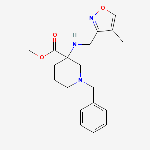 molecular formula C19H25N3O3 B7100916 Methyl 1-benzyl-3-[(4-methyl-1,2-oxazol-3-yl)methylamino]piperidine-3-carboxylate 