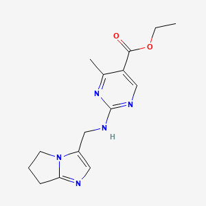 molecular formula C15H19N5O2 B7101121 ethyl 2-(6,7-dihydro-5H-pyrrolo[1,2-a]imidazol-3-ylmethylamino)-4-methylpyrimidine-5-carboxylate 