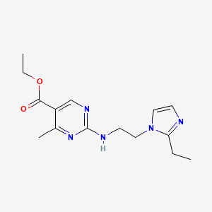 molecular formula C15H21N5O2 B7101155 Ethyl 2-[2-(2-ethylimidazol-1-yl)ethylamino]-4-methylpyrimidine-5-carboxylate 