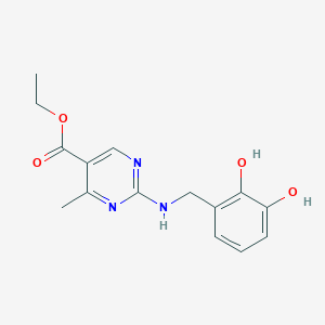 molecular formula C15H17N3O4 B7101639 Ethyl 2-[(2,3-dihydroxyphenyl)methylamino]-4-methylpyrimidine-5-carboxylate 