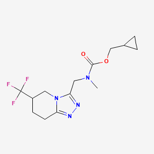 molecular formula C14H19F3N4O2 B7101930 cyclopropylmethyl N-methyl-N-[[6-(trifluoromethyl)-5,6,7,8-tetrahydro-[1,2,4]triazolo[4,3-a]pyridin-3-yl]methyl]carbamate 