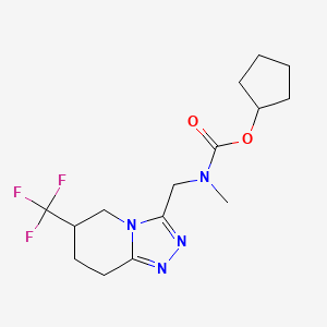 molecular formula C15H21F3N4O2 B7101946 cyclopentyl N-methyl-N-[[6-(trifluoromethyl)-5,6,7,8-tetrahydro-[1,2,4]triazolo[4,3-a]pyridin-3-yl]methyl]carbamate 