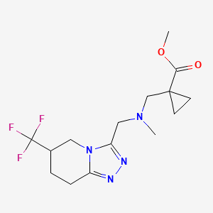 molecular formula C15H21F3N4O2 B7102082 Methyl 1-[[methyl-[[6-(trifluoromethyl)-5,6,7,8-tetrahydro-[1,2,4]triazolo[4,3-a]pyridin-3-yl]methyl]amino]methyl]cyclopropane-1-carboxylate 