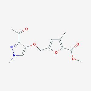 molecular formula C14H16N2O5 B7102274 Methyl 5-[(3-acetyl-1-methylpyrazol-4-yl)oxymethyl]-3-methylfuran-2-carboxylate 